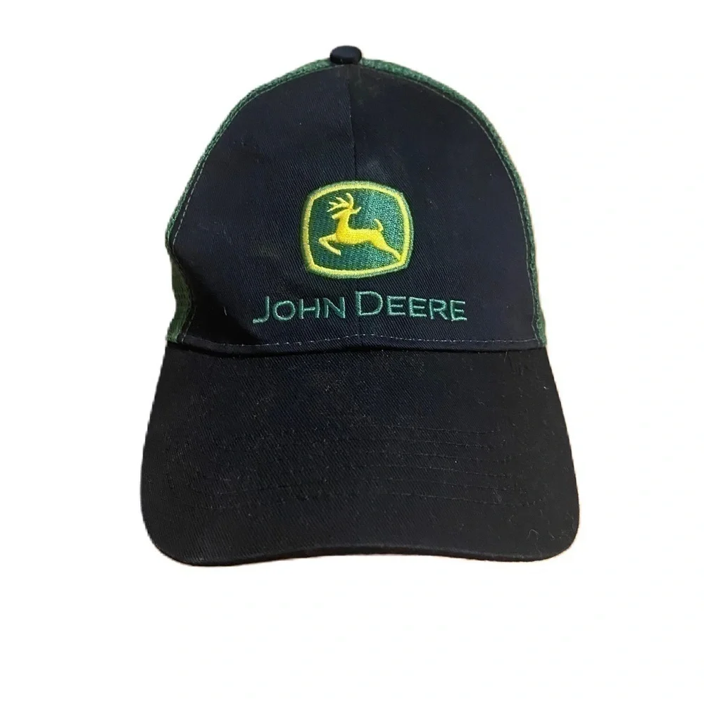 Vintage John Deere Mesh SnapBack Hat Green Yellow Farming Tractor